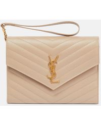 Saint Laurent - Monogram Quilted Leather Clutch - Lyst