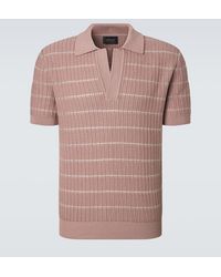 Brioni - Embroidered Cotton And Linen Polo Shirt - Lyst