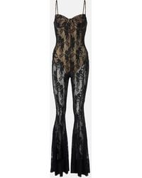 Norma Kamali - Lace Flared Jumpsuit - Lyst