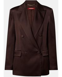 Max Mara - Arca Double-Breasted Satin Blazer - Lyst