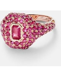 SHAY - 18Kt Rose Pinky Ring With Rubies - Lyst