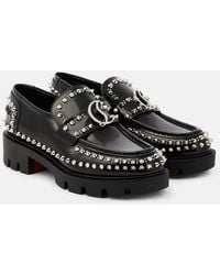 Christian Louboutin - Cl Moc Lug Spikes Leather Loafers - Lyst
