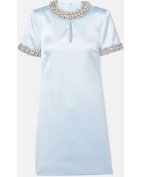 Self-Portrait - Verziertes Minikleid Aus Satin - Lyst