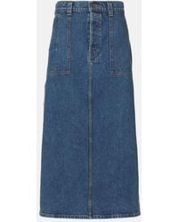 KHAITE - Genevieve Denim Maxi Skirt - Lyst