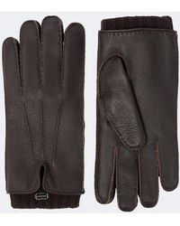 Agnona - Leather And Cashmere Gloves - Lyst
