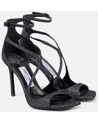 Jimmy Choo - Azia 95 Glitter Sandals - Lyst