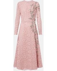 Costarellos - Robe Midi Marlena Brodee En Dentelle - Lyst