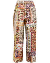 Etro Pantaloni in seta con stampa paisley - Multicolore