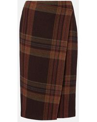 Polo Ralph Lauren - Jupe Midi En Laine Melangee A Carreaux - Lyst
