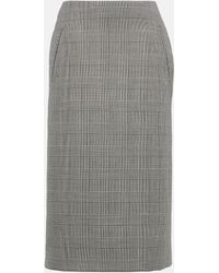 Alexander McQueen - Prince Of Wales Checked Wool Midi Skirt - Lyst