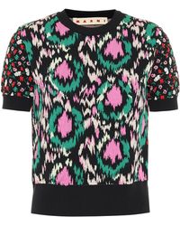 Marni Top floral texturizado de punto - Negro