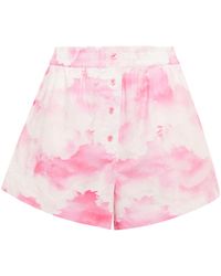 Womens Clothing Shorts Mini shorts ROTATE BIRGER CHRISTENSEN Cloud-print Slip-on Shorts in Pink 