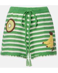 ALÉMAIS - Embroidered Striped Cotton Shorts - Lyst