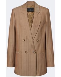 Etro - Striped Double-Breasted Wool Blazer - Lyst