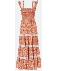 RIXO London - Aubrie Floral Smocked Cotton Midi Dress - Lyst