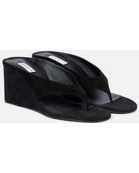 Alaïa - Cube 75 Suede Wedge Thong Sandals - Lyst