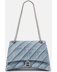 Balenciaga - Crush Medium Denim Shoulder Bag - Lyst