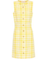 Tory Burch Kariertes Kleid mit Baumwollanteil - Gelb