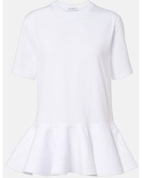 Alaïa - Peplum Cotton Jersey T-Shirt - Lyst