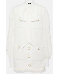 Balmain - Bow-Detail Cotton-Blend Tweed Minidress - Lyst