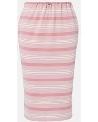 Prada - Striped Cotton Pique Pencil Skirt - Lyst