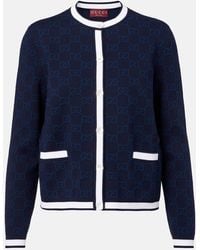 Gucci - Cardigan Aus Feinem Gg Baumwolljacquard, Größe - Lyst
