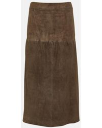 JOSEPH - Sacha Suede Midi Skirt - Lyst