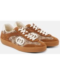 Gucci - G75 Gg Canvas & Suede Sneaker - Lyst