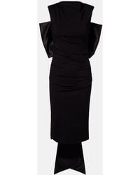 Dorothee Schumacher - Bow-Detail Ruched Satin-Trimmed Midi Dress - Lyst