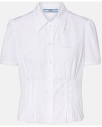 Prada - Gathered Cotton Poplin Shirt - Lyst