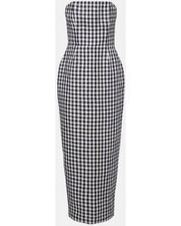 Posse - Romeo Gingham Strapless Linen Maxi Dress - Lyst