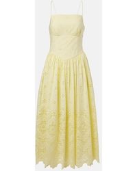 Self-Portrait - Broderie Anglaise Cotton Midi Dress - Lyst