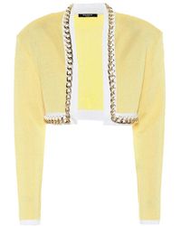 Balmain - Exclusivo en Mytheresa – chaqueta de punto cropped con cadena - Lyst