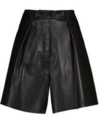 Petar Petrov Gisa High-rise Wide Leather Shorts - Black