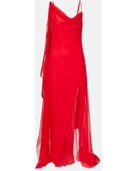 Blumarine - Asymmetric Draped Silk Georgette Gown - Lyst