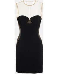 Stella McCartney - Mesh-Paneled Crepe Minidress - Lyst