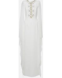 Jenny Packham - Bridal Saga Embellished Caped Crepe Gown - Lyst