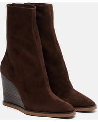 Aquazzura - Saint Honore 85 Suede Wedge Ankle Boots - Lyst