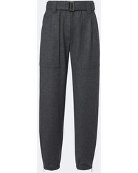 Brunello Cucinelli - Belted Wool And Cashmere Tapered Pants - Lyst