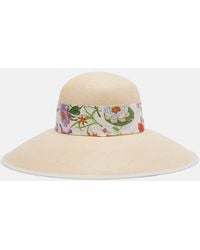Gucci - Flora Silk-Trimmed Twill Panama Hat - Lyst