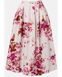 Erdem - Floral Cotton Poplin Midi Skirt - Lyst
