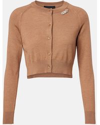 Simone Rocha - Embellished Cropped Wool And Silk Cardigan - Lyst