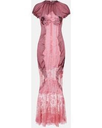 The Attico - Sheer Lace And Mesh Maxi Dress - Lyst