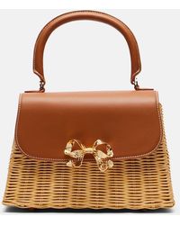 Self-Portrait - Bow Mini Rattan Tote Bag - Lyst