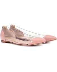 Gianvito Rossi Plexi Leather Ballet Flats - Pink