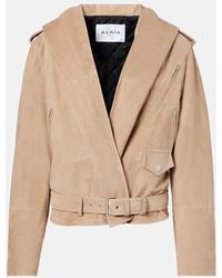 Alaïa - Suede Biker Jacket - Lyst