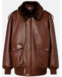 Prada - Shearling-Trimmed Leather Bomber Jacket - Lyst