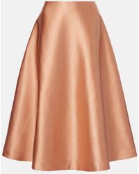 Carolina Herrera - Satin Midi Skirt - Lyst