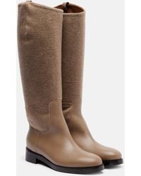 Max Mara - Cashmere And Leather Knee-High Boots - Lyst