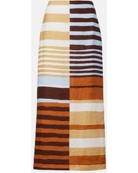Cala De La Cruz - Bruna Striped Linen Midi Skirt - Lyst